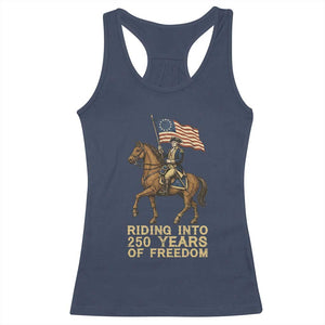 George Washington Racerback Tank Top Riding Into 250 Years Of Freedom TS12 Navy Print Your Wear