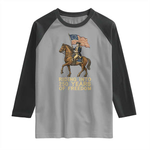 George Washington Raglan Shirt Riding Into 250 Years Of Freedom TS12 Sport Gray Black Print Your Wear