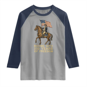 George Washington Raglan Shirt Riding Into 250 Years Of Freedom TS12 Sport Gray Navy Print Your Wear