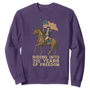 George Washington Sweatshirt Riding Into 250 Years Of Freedom TS12 Purple Print Your Wear