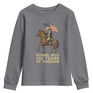 George Washington Youth Sweatshirt Riding Into 250 Years Of Freedom TS12 Charcoal Print Your Wear
