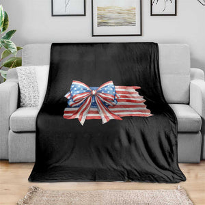 Patriotic American Flag Bow Throw Blanket Gift For Women TS12 Print Your Wear
