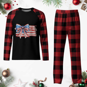 Patriotic American Flag Bow Plaid Pajama Set Gift For Women TS12 Buffalo Plaid Print Your Wear