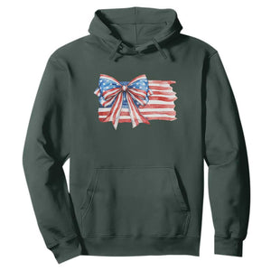 Patriotic American Flag Bow Hoodie Gift For Women TS12 Dark Forest Green Print Your Wear