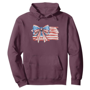 Patriotic American Flag Bow Hoodie Gift For Women TS12 Maroon Print Your Wear