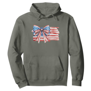 Patriotic American Flag Bow Hoodie Gift For Women TS12 Military Green Print Your Wear