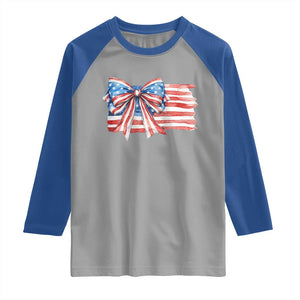 Patriotic American Flag Bow Raglan Shirt Gift For Women TS12 Sport Gray Royal Print Your Wear