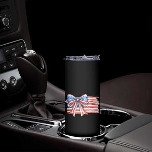 Patriotic American Flag Bow Skinny Tumbler Gift For Women TS12 Print Your Wear