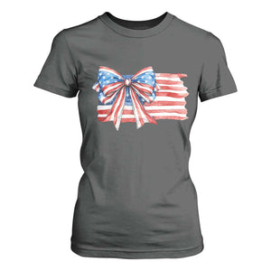 Patriotic American Flag Bow T Shirt For Women Gift For Women TS12 Dark Heather Print Your Wear