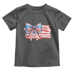 Patriotic American Flag Bow Toddler T Shirt Gift For Women TS12 Dark Heather Print Your Wear