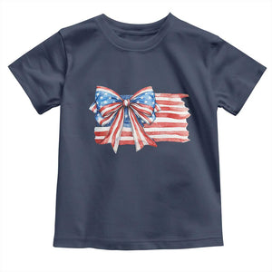 Patriotic American Flag Bow Toddler T Shirt Gift For Women TS12 Navy Print Your Wear