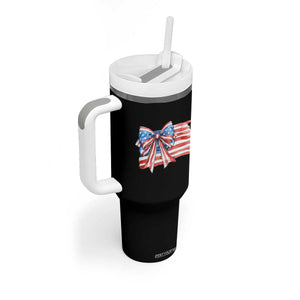 Patriotic American Flag Bow Tumbler With Handle Gift For Women TS12 Print Your Wear