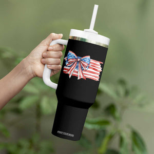 Patriotic American Flag Bow Tumbler With Handle Gift For Women TS12 Print Your Wear