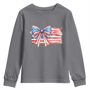 Patriotic American Flag Bow Youth Sweatshirt Gift For Women TS12 Charcoal Print Your Wear