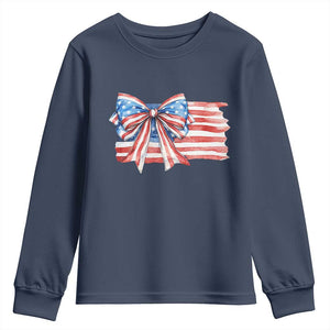 Patriotic American Flag Bow Youth Sweatshirt Gift For Women TS12 Navy Print Your Wear