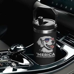 Merica Golden Retriever Lover Flip Straw Tumbler 250th Anniversary Gift TS12 Print Your Wear