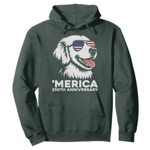Merica Golden Retriever Lover Hoodie 250th Anniversary Gift TS12 Dark Forest Green Print Your Wear