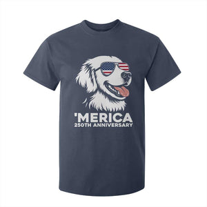 Merica Golden Retriever Lover T Shirt For Kid 250th Anniversary Gift TS12 Navy Print Your Wear