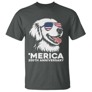 Merica Golden Retriever Lover T Shirt 250th Anniversary Gift TS12 Dark Heather Print Your Wear