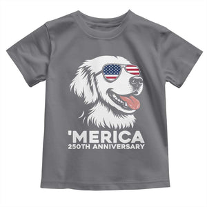 Merica Golden Retriever Lover Toddler T Shirt 250th Anniversary Gift TS12 Charcoal Print Your Wear