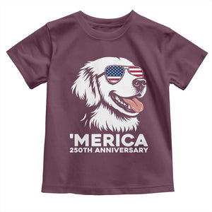 Merica Golden Retriever Lover Toddler T Shirt 250th Anniversary Gift TS12 Maroon Print Your Wear