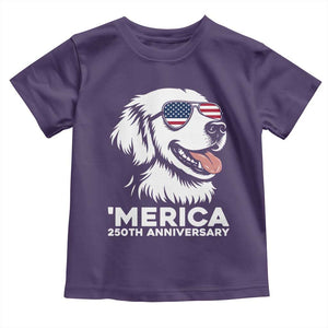 Merica Golden Retriever Lover Toddler T Shirt 250th Anniversary Gift TS12 Purple Print Your Wear