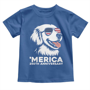 Merica Golden Retriever Lover Toddler T Shirt 250th Anniversary Gift TS12 Royal Blue Print Your Wear