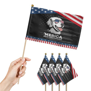 Merica Golden Retriever Lover Patriotic Handheld Flag 250th Anniversary Gift TS12 Print Your Wear