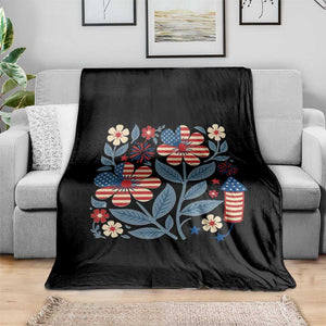 Boho Patriotic Daisy American Flag Floral Throw Blanket TS12 Print Your Wear