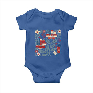Boho Patriotic Daisy American Flag Floral Baby Onesie TS12 Royal Blue Print Your Wear