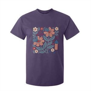 Boho Patriotic Daisy American Flag Floral T Shirt For Kid TS12 Purple Print Your Wear