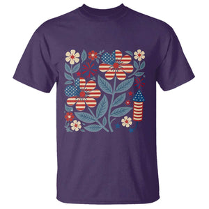 Boho Patriotic Daisy American Flag Floral T Shirt TS12 Purple Print Your Wear