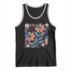 Boho Patriotic Daisy American Flag Floral Tank Top TS12 Black Athletic Heather Print Your Wear
