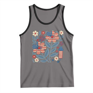 Boho Patriotic Daisy American Flag Floral Tank Top TS12 Deep Heather Black Print Your Wear