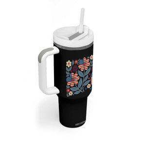 Boho Patriotic Daisy American Flag Floral Tumbler With Handle TS12 Print Your Wear