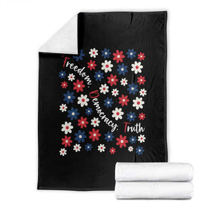 Freedom Democracy Truth Throw Blanket Patriotic Floral TS12 Black Print Your Wear