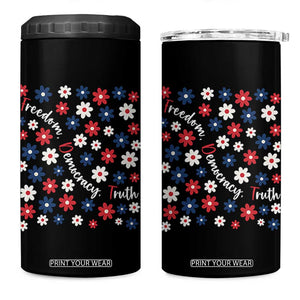 Freedom Democracy Truth 4 in 1 Can Cooler Tumbler Patriotic Floral TS12 One Size: 16 oz Black Print Your Wear