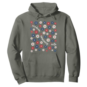 Freedom Democracy Truth Hoodie Patriotic Floral TS12 Military Green Print Your Wear