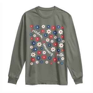Freedom Democracy Truth Long Sleeve Shirt Patriotic Floral TS12 Military Green Print Your Wear