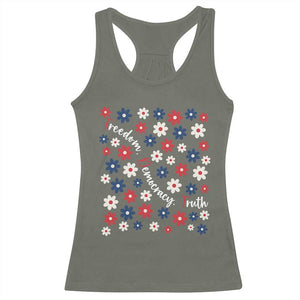 Freedom Democracy Truth Racerback Tank Top Patriotic Floral TS12 Military Green Print Your Wear