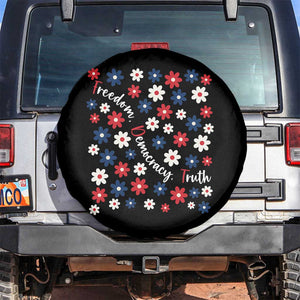 Freedom Democracy Truth Spare Tire Cover Patriotic Floral TS12 No hole Black Print Your Wear