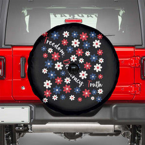 Freedom Democracy Truth Spare Tire Cover Patriotic Floral TS12 Black Print Your Wear