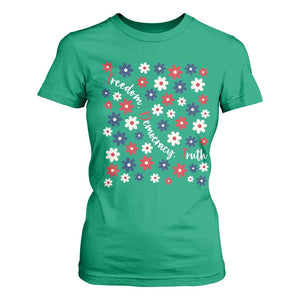 Freedom Democracy Truth T Shirt For Women Patriotic Floral TS12 Irish Green Print Your Wear