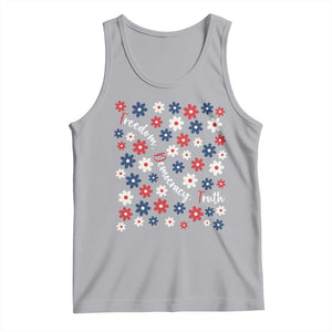 Freedom Democracy Truth Tank Top Patriotic Floral TS12 Athletic Heather Print Your Wear