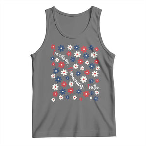 Freedom Democracy Truth Tank Top Patriotic Floral TS12 Black Heather Print Your Wear