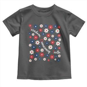 Freedom Democracy Truth Toddler T Shirt Patriotic Floral TS12 Dark Heather Print Your Wear