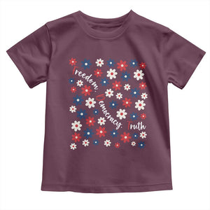 Freedom Democracy Truth Toddler T Shirt Patriotic Floral TS12 Maroon Print Your Wear