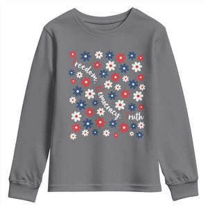 Freedom Democracy Truth Youth Sweatshirt Patriotic Floral TS12 Charcoal Print Your Wear
