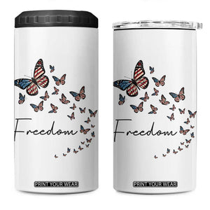 Butterfly Of Freedom American Pride 4 in 1 Can Cooler Tumbler TS12 One Size: 16 oz White Print Your Wear