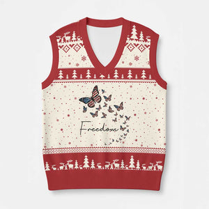 Butterfly Of Freedom American Pride V-Neck Knit Sweater Vest TS12 Beige Red Print Your Wear